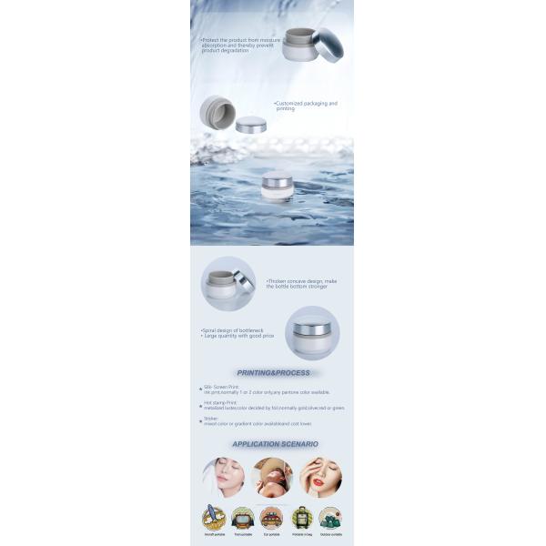 50ml Grey White Plastic Face Cream Jar With Silver Cap Unisex Frosted Plastic Jar