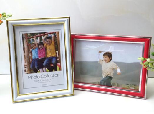 6inch High glossy with gold foil edge PVC plastic photo frame 7color avaiable