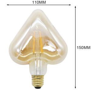 Star Heart Vintage Edison LED Bulb 4W Amber LED Dimmable Filament Bulb 2200K