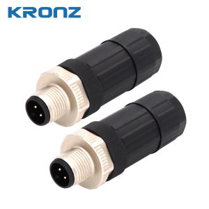 M12 Plug Connector 8 Pin A-code Black Screw Connection For Industrial Applicatio