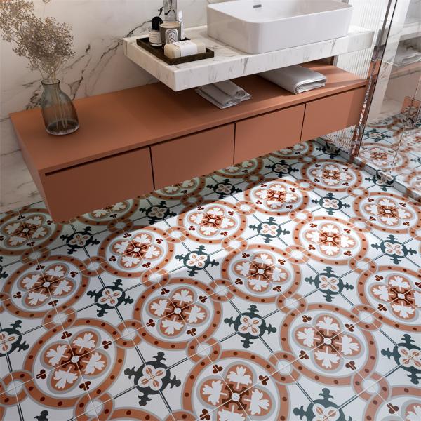 Beige 20x20cm Non-Slip Ceramic Rustic Tile for Bathroom Kitchen