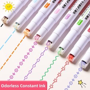 Colorful Pattern Shape Linear Curve Highlighter Pens For Handbook Journals Notes