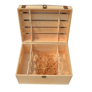 6 Bottles Natural Pine Wine Box Hand Made 360*265*210 Mm With FSC Certificate