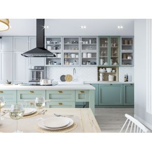 China Quarter Round Style Residence Kitchen Cabinet With Acrylic Lacquer Doors Or PVC Membrane Finish on sale