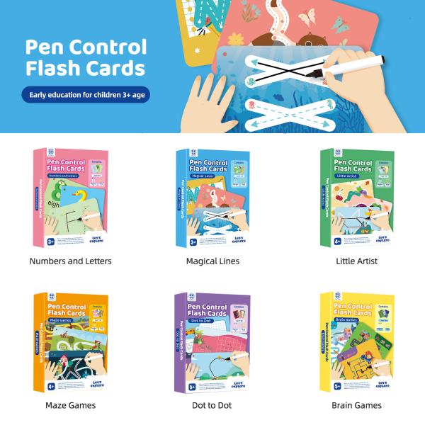 Quality ASTM F963-17 Pen Control Tracing Flashcards For Learning Writing Patterns /  Lines /  Shapes for sale