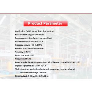 Customizable Solid-Liquid Detection 80G Radar Level Gauge for Industrial