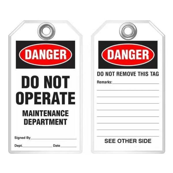 Custom Printed Logo Danger Tag PVC Durable Writable Safety Tag