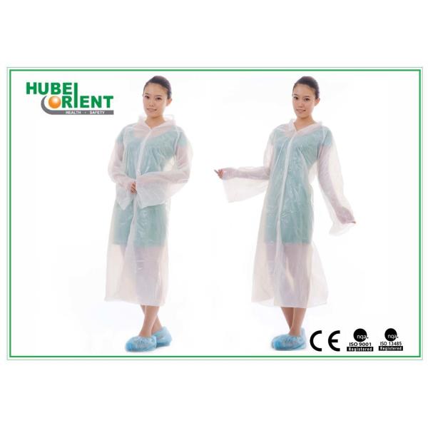 Embossed 0.017mm Thick Polyethylene Disposable White Lab Coat