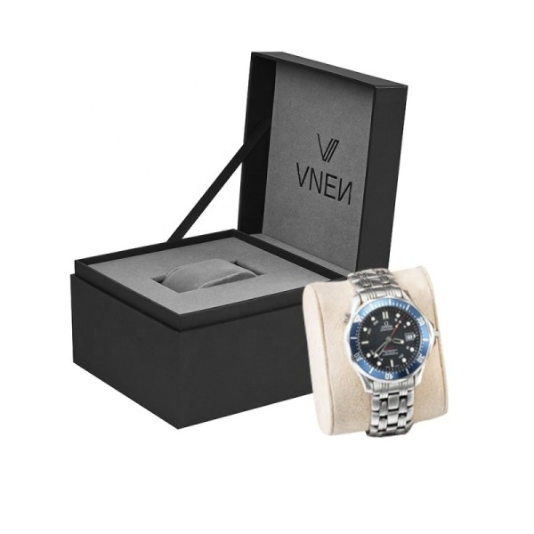 High-End Custom Watch Gift Box Set Rigid Paper Packaging with Velvet Foam Insert Gold or Silver Foil Logo for Brand Promotion