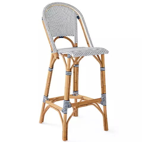 Wholesale W470mm H1160mm White Cane Bar Stools , Wicker Back Counter Stools In Aluminum Frame from china suppliers