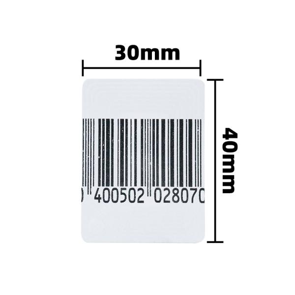 RF Security EAS Soft Label 8.2MHz 30 X 40mm Coated Paper With Bar Code