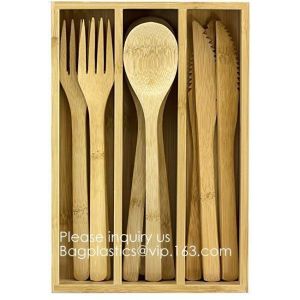 12-Piece Reusable Bamboo Flatware Set with Portable Storage Case,Chopping Board
