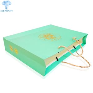 Green C2S Art Paper Gift Bags With Handles Biodegradable