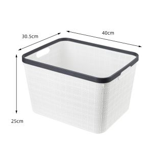 Black Weaving Rattan Plastic Storage Basket 40x30cm Multi Purpose