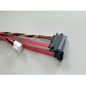 SATA data power connector cable harness, right angle 7+15 pin to 4 pin wire