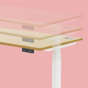 Office Dual Motor Electric Sit Stand Desk with Wood Grain Top and Adjustable