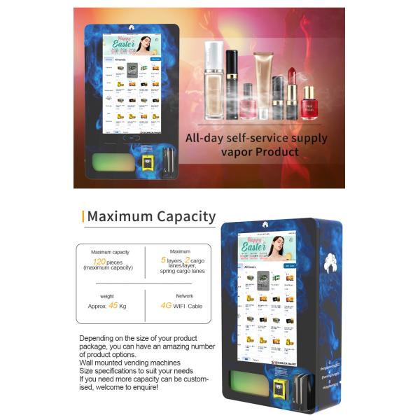 Zhongda Wall-Mounted ID Reader Vending Machine Customizable Age Control with Coin Credit Card Token Payment Systems