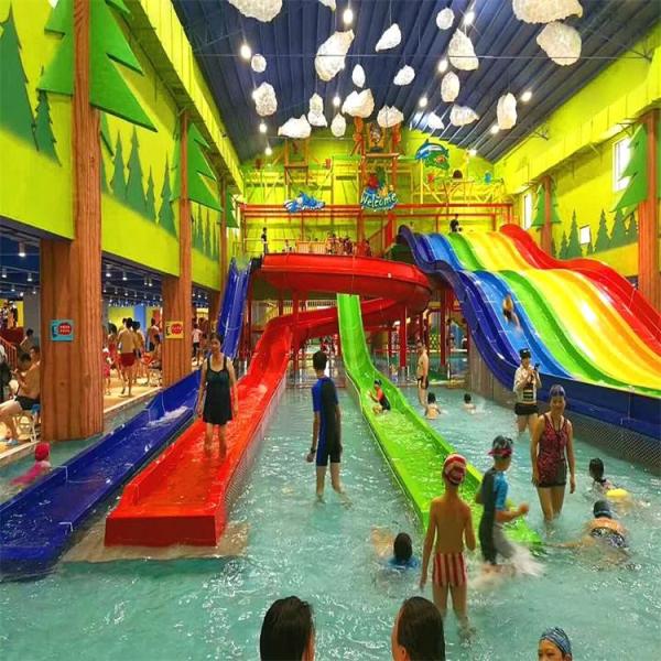 Resort Park Adult Rainbow Fiberglass Water Slide With Buffer Groove