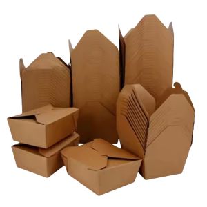 Wholesale customized takeaway food packaging boxes made of biodegradable kraft
