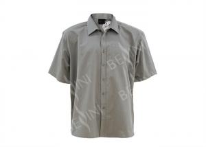 Wholesale Grey Color Mens Oxford Work Shirts , Short Sleeve Button Up Work Shirts Anti Wrinkle from china suppliers