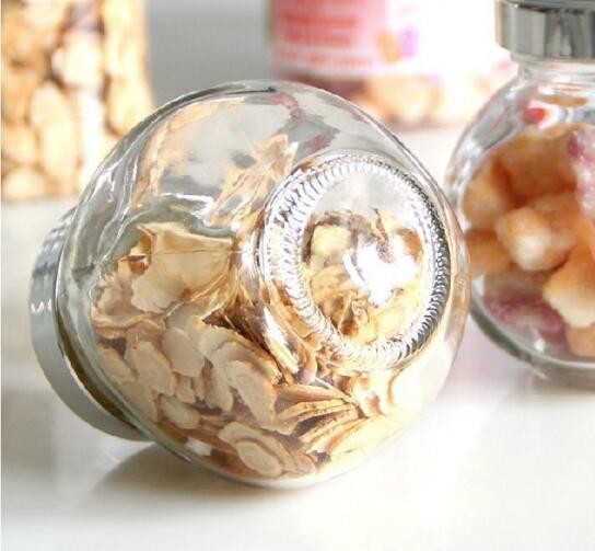 Glass storage jar with electroplating acrylie lid top Food Grade Glass Candy