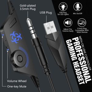 hunterspider v4 2.2kohm Bass Gaming Headset With LED Light