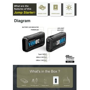 Small Cars 12W Total Output Portable Multifunction Car Battery Power Bank with