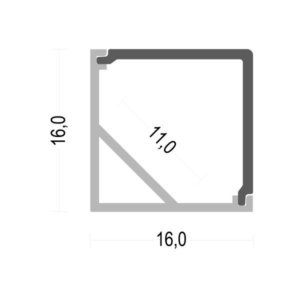 16x16mm Square 3m LED Corner Aluminium Profile