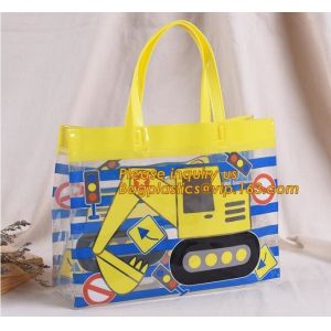 PVC plastic shopping bag transparent handle bags,Waterproof recycled handle