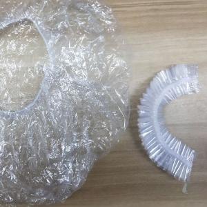 China PE Plastic Transparent Disposable Head Cap Waterproof Salon Hair Dry Processing on sale
