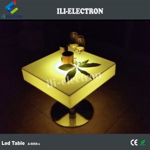 Commerical Square LED Light Up Cocktail Tables Rechargeable With Stainless Steel
