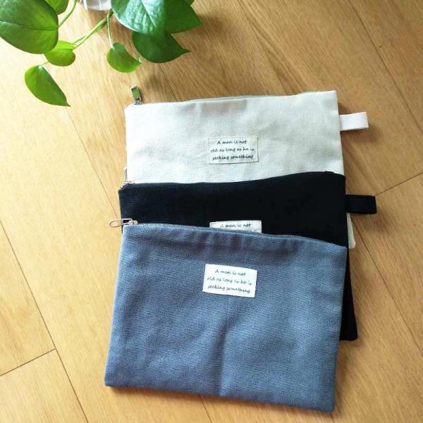 Quality Customize Black Flat Canvas Pouch For Ipad Reusable ECO Free Small Cotton Pocket for sale