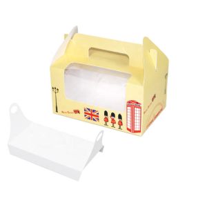 Classic Style Individual Cake Boxes , Window Cake Boxes With Handle