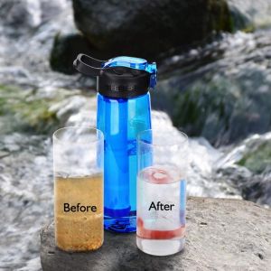 PP PE ABS Camping Filter Bottle 1500ml Sustainable Straw Type