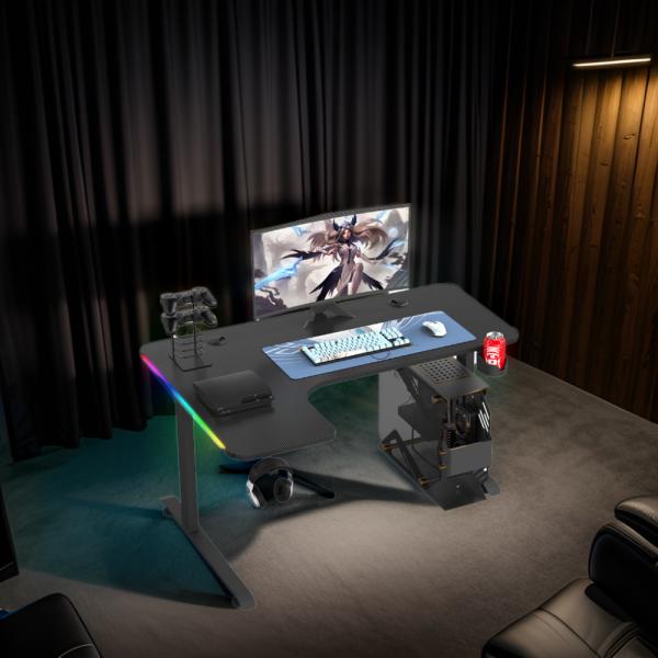 1050*700*115mm Sturdy Writing L Shaped Gaming Desk Adjustable Height for Home Office