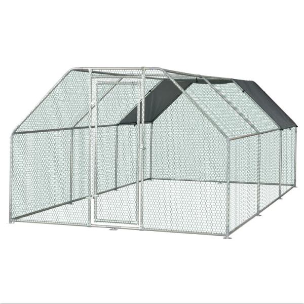 Weatherproof Galvanized Metal 19.7ft Walk In Chicken Cage