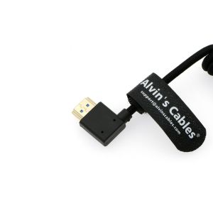 8K 2.1 HDMI High Speed Braided Coiled Cable Left Angle To Right Angle For Atomos