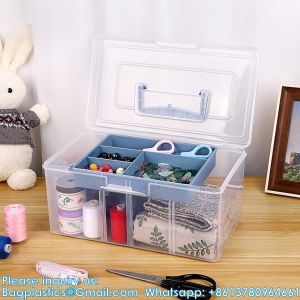 Dividing Box With Removable Tray Multipurpose Stationery Storage Box With Handle