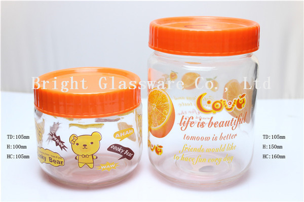 Quality Storage Bottles & Jars glass candy jar with custom printing for sale