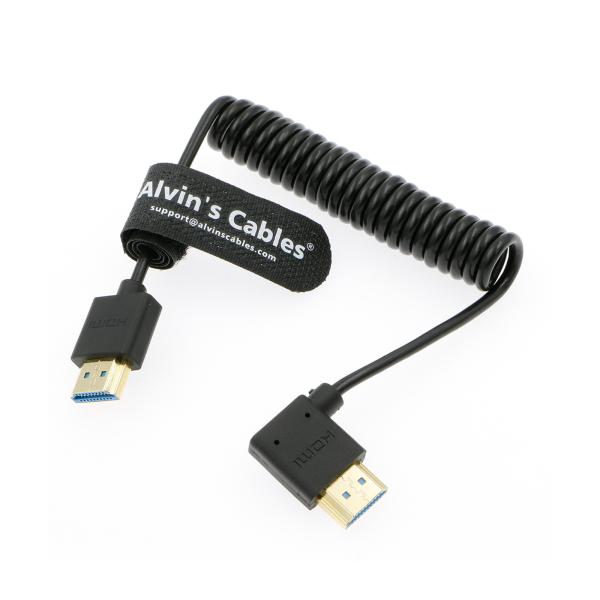8K 2.1 HDMI High Speed Soft Coiled Cable Straight To Left Angle For Atomos Ninja