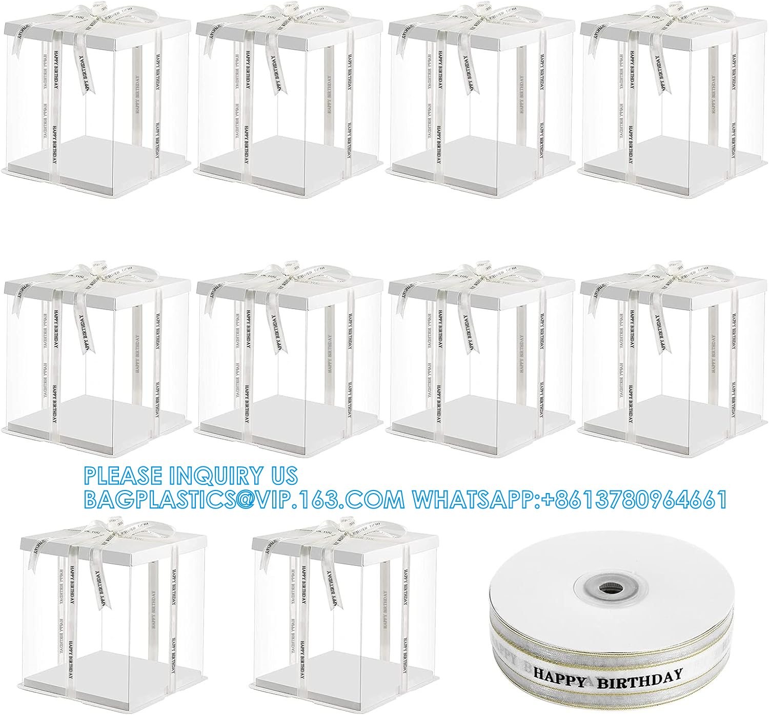 Cake Packaging Boxes Tall Cake Box With Lid and 148ft Ribbon Tall Cake Boxes for