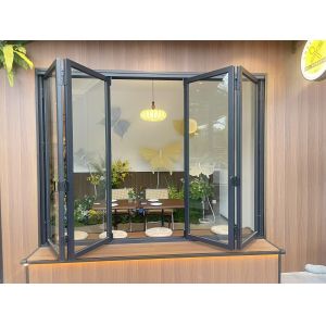 Folding Balcony Window Frameless Sliding Glass Bifold Window Single Glass Slim