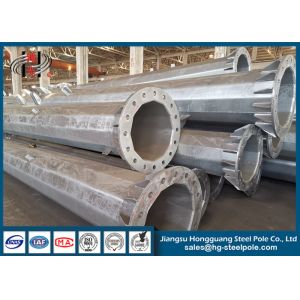 Transmission Line Flange Connection Galvanized Street Light Pole OEM / ODM