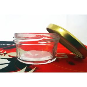 High Transparent Glass Caviar Jar With Metal Lid
