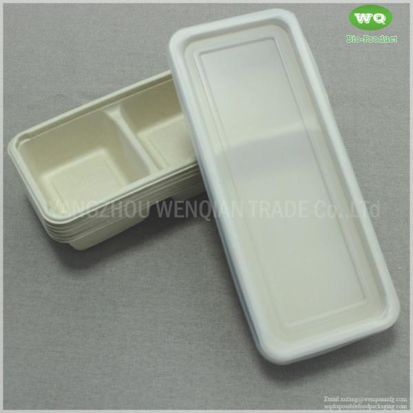 2 Compartments Disposable Sugarcane Pulp Condiment Dispenser-Eco-Friendly Bagasse Food Packaging Container Manufacturer