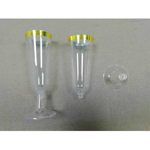150ml gold rimmed plastic champagne flutes -new elegant plastic champagne flutes