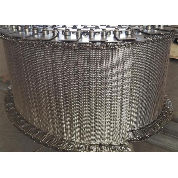 Food Stainless Steel Wire Mesh Spiral Chain Conveyor Belt Customized With Baffle