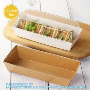 Sandwich Kraft Paper Box With Clear Lids, Individual Charcuterie Sushi