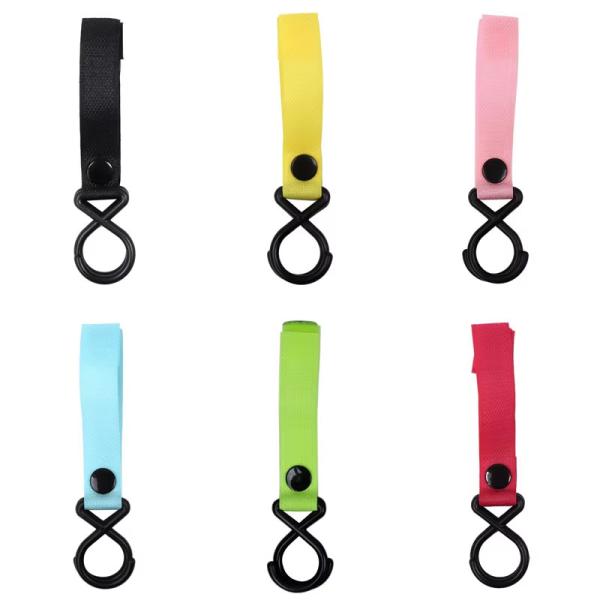 Quality Colorful Hanging Stroller Hooks Reusable Flexible Hook Loop Holder Hook Hanger Strap for sale