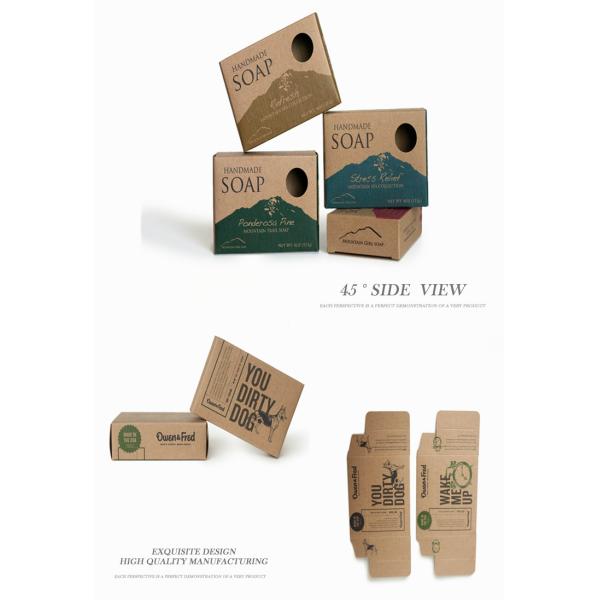 Custom Printed Die Cut Soap Packaging Box With Recycled Brown Kraft Paper